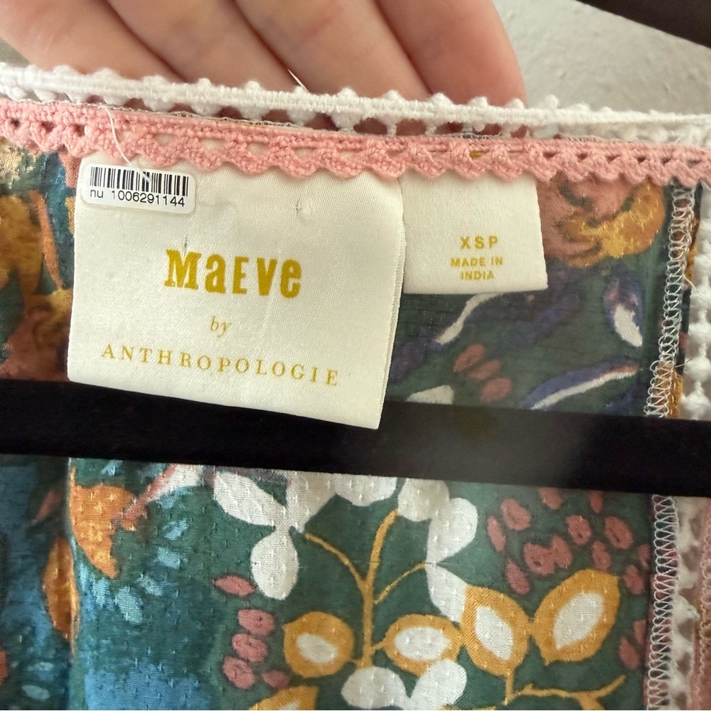 Anthropologie Maeve Nikki Peasant Blouse Floral Bohemian XS - Picture 10 of 11